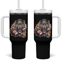 Funny Bengal Tiger With Helmet Tumbler With Handle Football Lover Gift - Wonder Print Shop