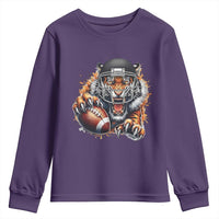 Funny Bengal Tiger With Helmet Youth Sweatshirt Football Lover Gift - Wonder Print Shop