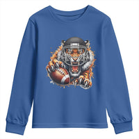 Funny Bengal Tiger With Helmet Youth Sweatshirt Football Lover Gift - Wonder Print Shop