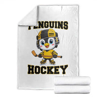 Funny Penguin Playing Ice Hockey Throw Blanket Winter Sports Gift - Wonder Print Shop