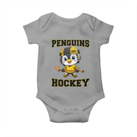 Funny Penguin Playing Ice Hockey Baby Onesie Winter Sports Gift - Wonder Print Shop
