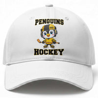 Funny Penguin Playing Ice Hockey Baseball Cap Winter Sports Gift