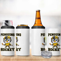 Funny Penguin Playing Ice Hockey 4 in 1 Can Cooler Tumbler Winter Sports Gift - Wonder Print Shop