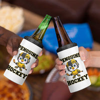 Funny Penguin Playing Ice Hockey 4 in 1 Can Cooler Tumbler Winter Sports Gift - Wonder Print Shop