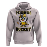 Funny Penguin Playing Ice Hockey Hoodie Winter Sports Gift - Wonder Print Shop