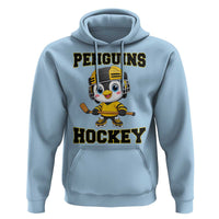 Funny Penguin Playing Ice Hockey Hoodie Winter Sports Gift - Wonder Print Shop