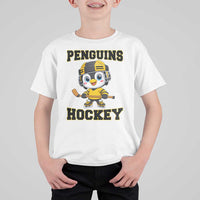 Funny Penguin Playing Ice Hockey T Shirt For Kid Winter Sports Gift - Wonder Print Shop