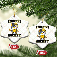 Funny Penguin Playing Ice Hockey Ceramic Ornament Winter Sports Gift - Wonder Print Shop