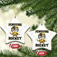 Funny Penguin Playing Ice Hockey Ceramic Ornament Winter Sports Gift - Wonder Print Shop