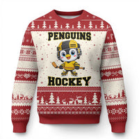 Funny Penguin Playing Ice Hockey Ugly Christmas Sweater Winter Sports Gift - Wonder Print Shop