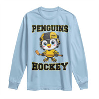 Funny Penguin Playing Ice Hockey Long Sleeve Shirt Winter Sports Gift - Wonder Print Shop