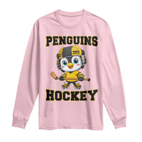 Funny Penguin Playing Ice Hockey Long Sleeve Shirt Winter Sports Gift - Wonder Print Shop