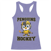 Funny Penguin Playing Ice Hockey Racerback Tank Top Winter Sports Gift - Wonder Print Shop