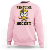 Funny Penguin Playing Ice Hockey Sweatshirt Winter Sports Gift - Wonder Print Shop