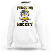 Funny Penguin Playing Ice Hockey Sweatshirt Winter Sports Gift - Wonder Print Shop