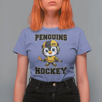 Funny Penguin Playing Ice Hockey T Shirt For Women Winter Sports Gift - Wonder Print Shop