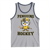 Funny Penguin Playing Ice Hockey Tank Top Winter Sports Gift - Wonder Print Shop