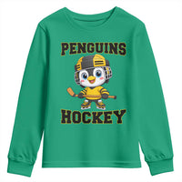 Funny Penguin Playing Ice Hockey Youth Sweatshirt Winter Sports Gift - Wonder Print Shop