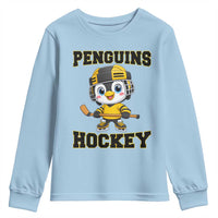 Funny Penguin Playing Ice Hockey Youth Sweatshirt Winter Sports Gift - Wonder Print Shop