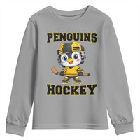 Funny Penguin Playing Ice Hockey Youth Sweatshirt Winter Sports Gift - Wonder Print Shop