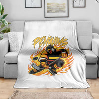 Penguin Playing Ice Hockey Throw Blanket Funny Sports Fan Gift - Wonder Print Shop