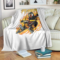 Penguin Playing Ice Hockey Throw Blanket Funny Sports Fan Gift - Wonder Print Shop