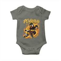Penguin Playing Ice Hockey Baby Onesie Funny Sports Fan Gift - Wonder Print Shop
