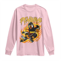 Penguin Playing Ice Hockey Long Sleeve Shirt Funny Sports Fan Gift - Wonder Print Shop