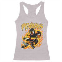 Penguin Playing Ice Hockey Racerback Tank Top Funny Sports Fan Gift - Wonder Print Shop