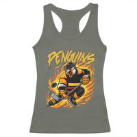 Penguin Playing Ice Hockey Racerback Tank Top Funny Sports Fan Gift - Wonder Print Shop