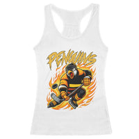 Penguin Playing Ice Hockey Racerback Tank Top Funny Sports Fan Gift - Wonder Print Shop