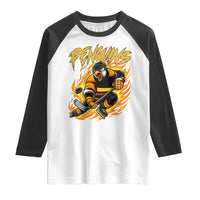 Penguin Playing Ice Hockey Raglan Shirt Funny Sports Fan Gift - Wonder Print Shop