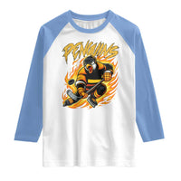 Penguin Playing Ice Hockey Raglan Shirt Funny Sports Fan Gift - Wonder Print Shop