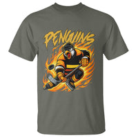 Penguin Playing Ice Hockey T Shirt Funny Sports Fan Gift - Wonder Print Shop