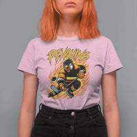 Penguin Playing Ice Hockey T Shirt For Women Funny Sports Fan Gift - Wonder Print Shop