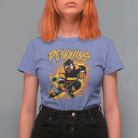 Penguin Playing Ice Hockey T Shirt For Women Funny Sports Fan Gift - Wonder Print Shop