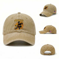Penguin Playing Ice Hockey Washed Cotton Baseball Cap Funny Sports Fan Gift