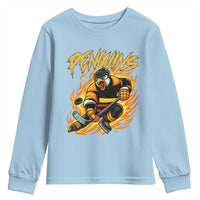 Penguin Playing Ice Hockey Youth Sweatshirt Funny Sports Fan Gift - Wonder Print Shop