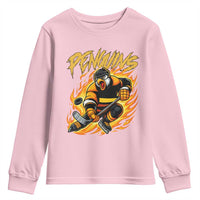 Penguin Playing Ice Hockey Youth Sweatshirt Funny Sports Fan Gift - Wonder Print Shop