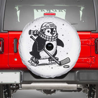 Cute Penguin Playing Ice Hockey Spare Tire Cover Funny Sports Lover Gift - Wonder Print Shop