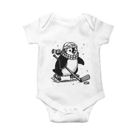 Cute Penguin Playing Ice Hockey Baby Onesie Funny Sports Lover Gift - Wonder Print Shop