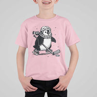 Cute Penguin Playing Ice Hockey T Shirt For Kid Funny Sports Lover Gift - Wonder Print Shop