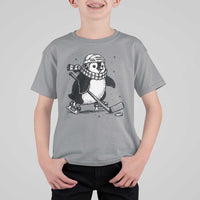 Cute Penguin Playing Ice Hockey T Shirt For Kid Funny Sports Lover Gift - Wonder Print Shop