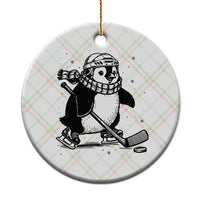 Cute Penguin Playing Ice Hockey Ceramic Ornament Funny Sports Lover Gift - Wonder Print Shop