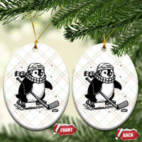 Cute Penguin Playing Ice Hockey Ceramic Ornament Funny Sports Lover Gift - Wonder Print Shop