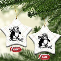 Cute Penguin Playing Ice Hockey Ceramic Ornament Funny Sports Lover Gift - Wonder Print Shop
