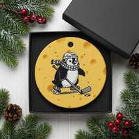 Cute Penguin Playing Ice Hockey Ceramic Ornament Funny Sports Lover Gift - Wonder Print Shop