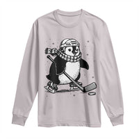 Cute Penguin Playing Ice Hockey Long Sleeve Shirt Funny Sports Lover Gift - Wonder Print Shop