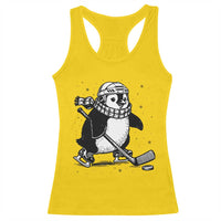 Cute Penguin Playing Ice Hockey Racerback Tank Top Funny Sports Lover Gift - Wonder Print Shop