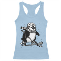Cute Penguin Playing Ice Hockey Racerback Tank Top Funny Sports Lover Gift - Wonder Print Shop